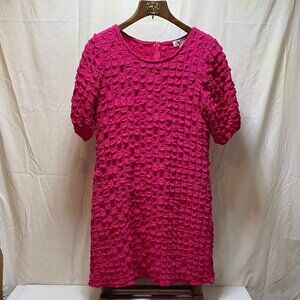 Scapa Lauren Perre Pink Short Sleeve Knee Length Dress NWT Popcorn Texture
